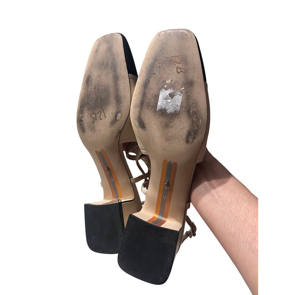 Sam Edelman Tarra Slingback Pump Colorblock Summer Sand Black Leather Career, 10 - Picture 10 of 10